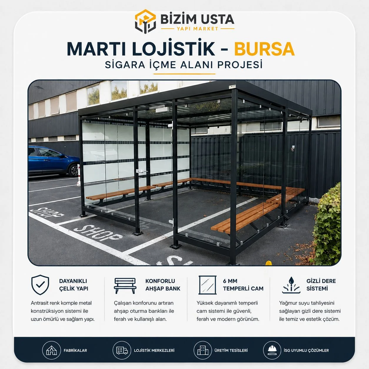 Martı Lojistik Bursa NEXA 7000 Kapalı Model Sigara İçme Alanı