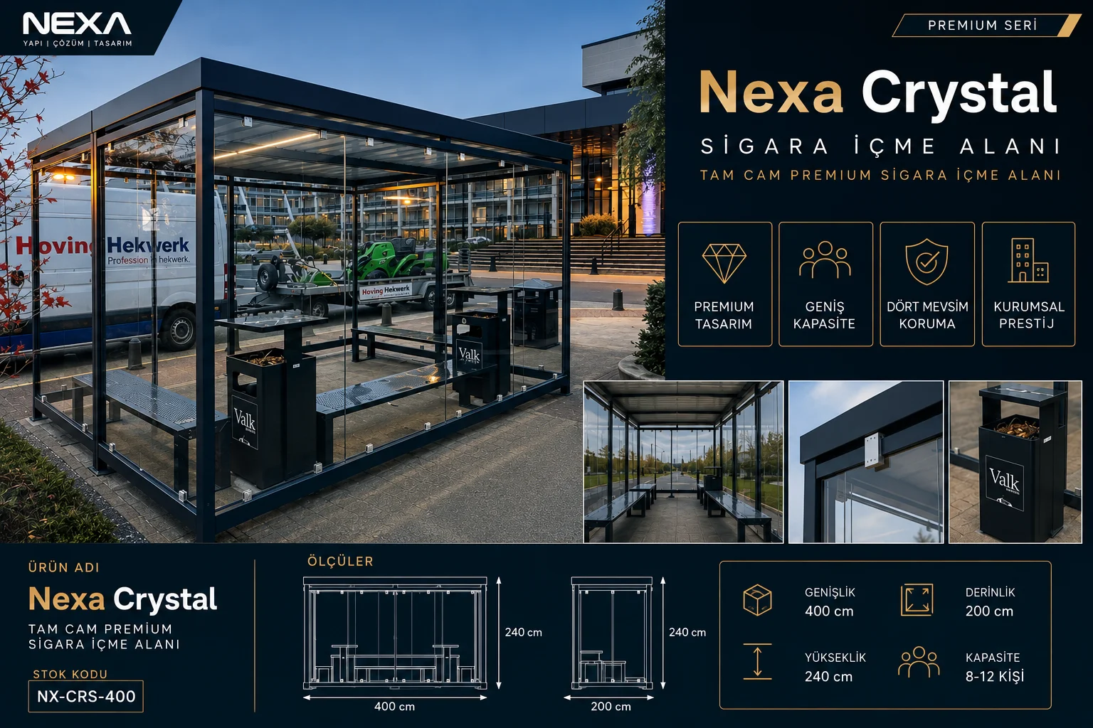 Nexa Crystal Tam Cam Sigara İçme Alanı