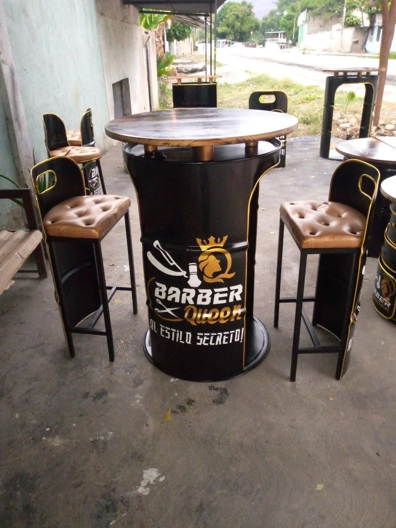 USTA BARREL PRO Özel Tasarım Varil Bar Masası & Tabure Seti (Berber Konsept)