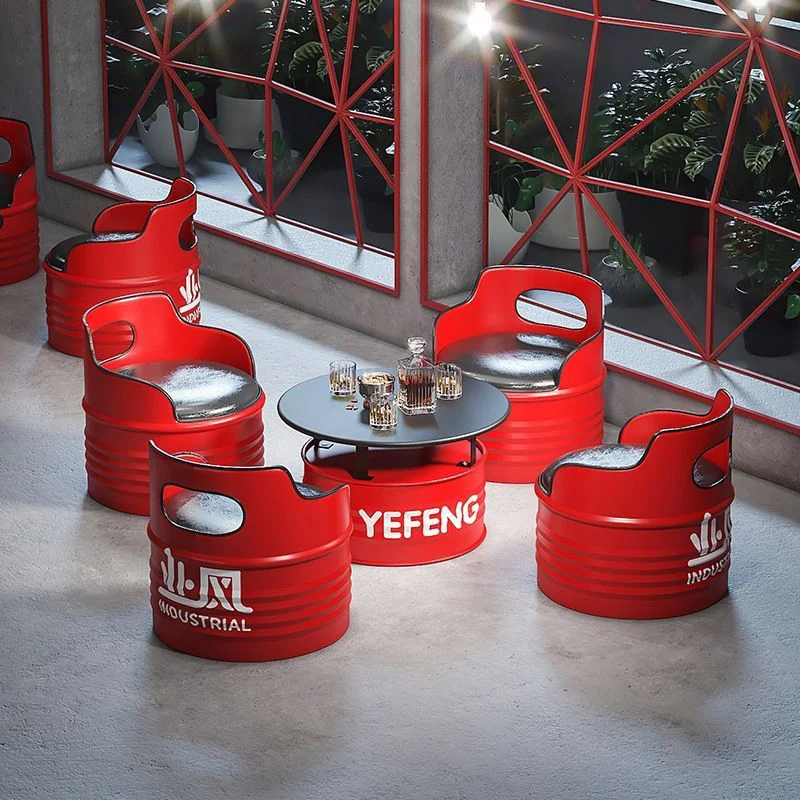 USTA BARREL PRO Varil Lounge Oturma Seti (5’li – 4 Koltuk + 1 Sehpa)