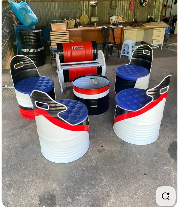 USTA BARREL CUSTOM Premium Varil Koltuk Seti (5’li + Orta Sehpa + Varil TV Ünitesi)