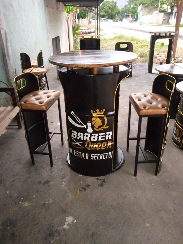 USTA BARREL PRO Özel Tasarım Varil Bar Masası & Tabure Seti (Berber Konsept)