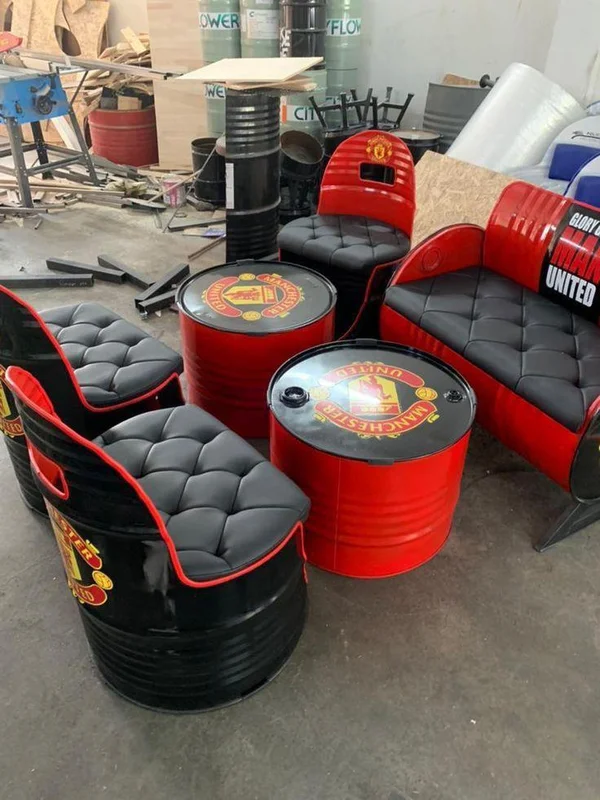 USTA BARREL PROMO Özel Tasarım Varil Koltuk & Sehpa Seti (6’lı Konsept)